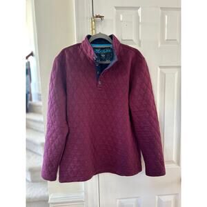 Robert Graham Burgundy Red Quilted Henley Long Sleeve Sweater